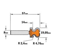 Fraise pour poignée Rayon 4,76 mm, Queue de  8 mm - CMT 955.102.11