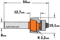 Fraise CMT pour quart de rond - Rayon 3,2mm - queue de 8mm