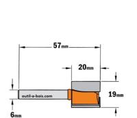 Fraise à Défoncer Carbure CMT - Diamètre 19 mm - Hauteur 20 mm - Queue de 6 mm