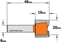 Fraise à Défoncer Carbure CMT - Diamètre 20 mm -  Hauteur 19 mm - Queue de 8 mm