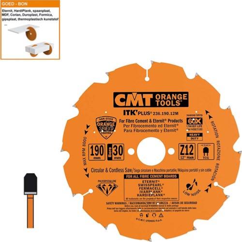 Lame circulaire diamant pour MATERIAUX COMPOSITES - Diamètre 190mm - Alésage 30mm - 12 dents - CMT Orange tools