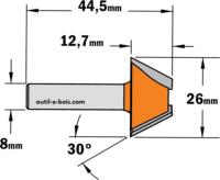 Fraise à chanfreiner CMT - Angle 30°  - Queue de 8 mm