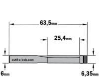 Fraise à Affleurer CMT - Diamètre 6.35 mm -  Hauteur 25.4 mm - Queue de 6 mm avec roulement