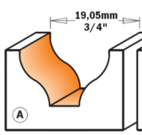 Fraise à gorge pofilée CMT - Diamètre 19 mm - Rayon 6,4 mm - Queue de 12 mm