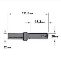 Fraise CMT à Plaquettes - Diamètre 20 mm -  Hauteur 48.3 mm - Queue de 20 mm
