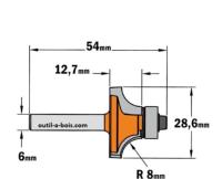 Fraise CMT pour quart de rond - Rayon 8mm - queue de 6mm
