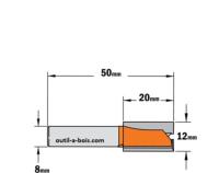 Fraise à Défoncer Carbure CMT - Diamètre 12 mm -  Hauteur 20 mm - Queue de 8 mm