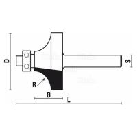 Fraise bois pour quart de rond - Rayon 1.6 mm - Queue de 8 mm avec roulement