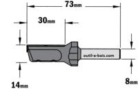 Fraise à Défoncer CMT à Plaquettes - Diamètre 14 mm -  Hauteur 30 mm - Queue de 8 mm