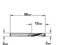 Fraise à Défoncer CMT Hélicoïdale NEGATIVE - Diamètre 3 mm - Hauteur 12 mm - Queue de 3 mm