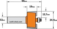 Fraise à feuillure CMT - Profondeur 12,7mm - Hauteur 19mm  - Queue de 12mm