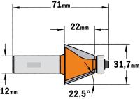 Fraise à chanfreiner CMT - Angle 22,5°  - Queue de 12 mm avec roulement