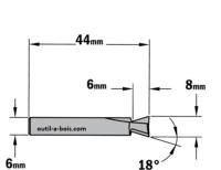 Fraise CMT à Queue d'Aronde 18° (Hoffmann W2) - Queue de 6 mm