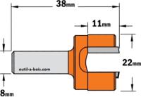 Fraise à Défoncer Carbure CMT - Diamètre 22 mm -  Hauteur 11 mm - Queue de 8 mm