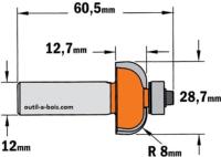 Fraise à congé CMT Rayon 8 mm - Queue de 12 mm