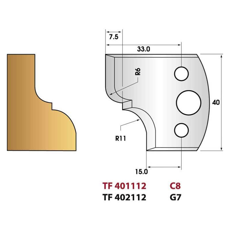 Le ravageur TF 501200 Jeu de 2 fers profilés Ht. 50 x 5,5 mm pour Porte