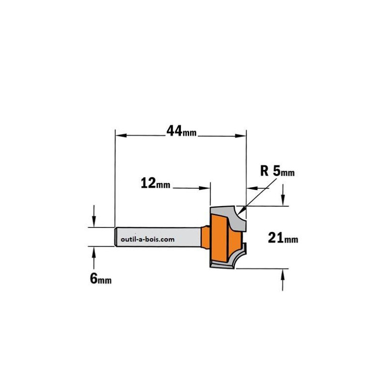 Fraise Quart-de-rond Carbure ENT - Queue 8 Mm, Diamètre 28,7 Mm, Avec Roulement - Pour Travail Du Bois Précis