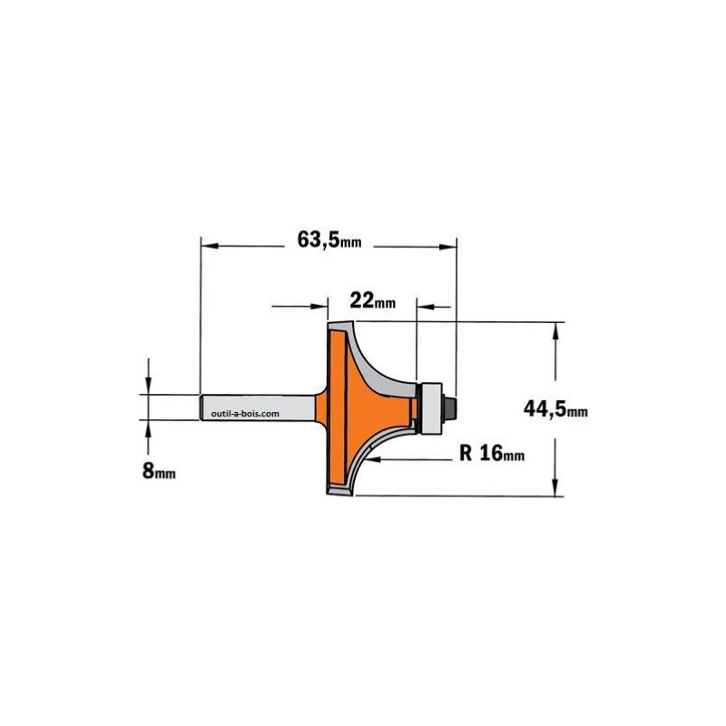 Outil Menuiserie CMT Fraise à Rayon Concave K938-445 - Pour Outil Menuiserie CMT Fraise à Rayon Concave K938-445 - Pour