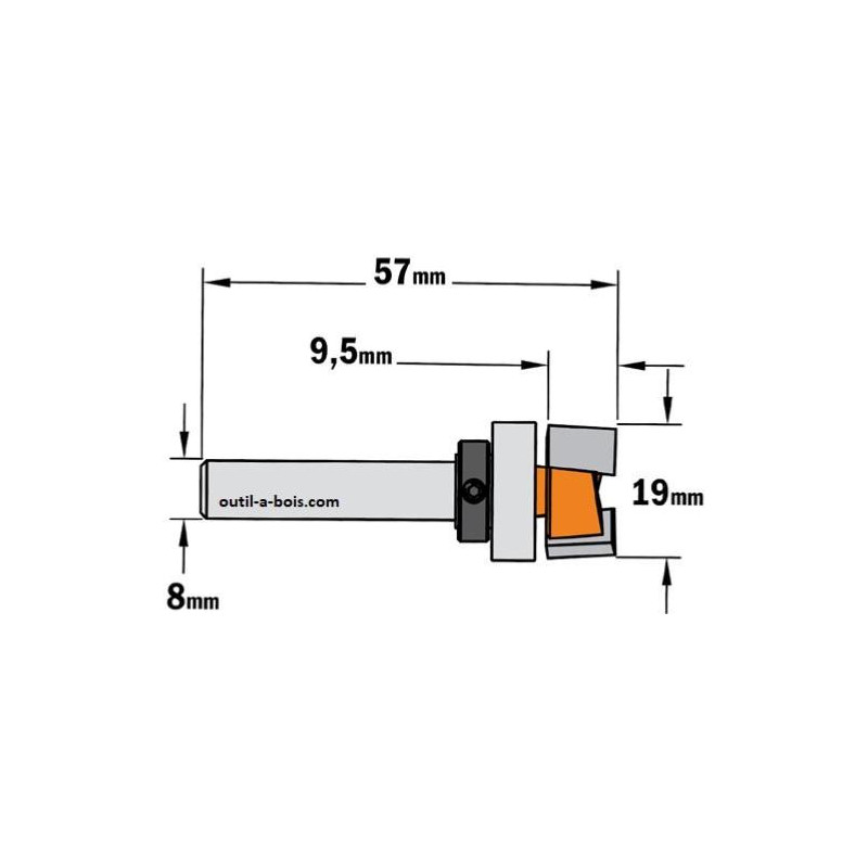 Fraise à Rainurer CMT Avec Roulement - Tige 1/4", Diamètre 3/4", Pour Bois Et Composites