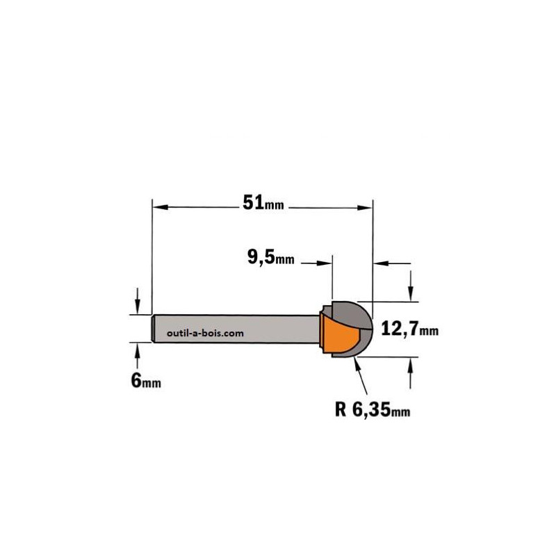 ENT 12200 Fraise à Gorge Rayon 3 Mm - Carbure Deux Tranchants Pour Défonceuse Bois