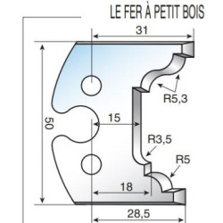 Jeu de 2 fers profilés hauteur 50mm n°204 petits bois