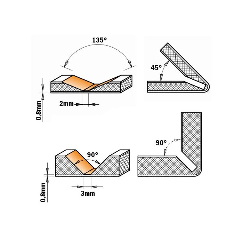 Fraise à Rainurer En V 90° CMT Orange Tools – Diamètre 38 Mm, Queue 8 Mm, Qualité Pro Carbure