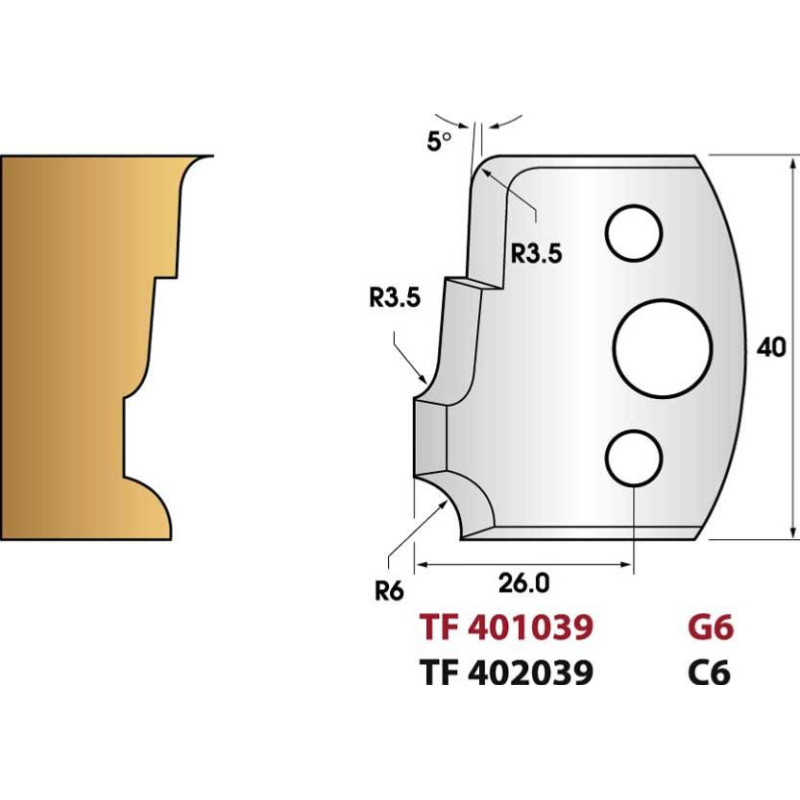Jeu De 2 Fers Baguette Encadrement Leman N°102 - Hauteur 40 Mm, Épaisseur 4 Mm - Acier Réaffûtable Pour Toupie