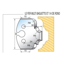 Jeu de 2 fers de toupie hauteur 50mm n°236 - MULTIBAGUETTE CONGE ET QUART DE ROND