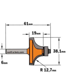 Fraise CMT pour quart de rond - Rayon 12,7mm Fraise CMT pour quart de rond - Rayon 12,7mm