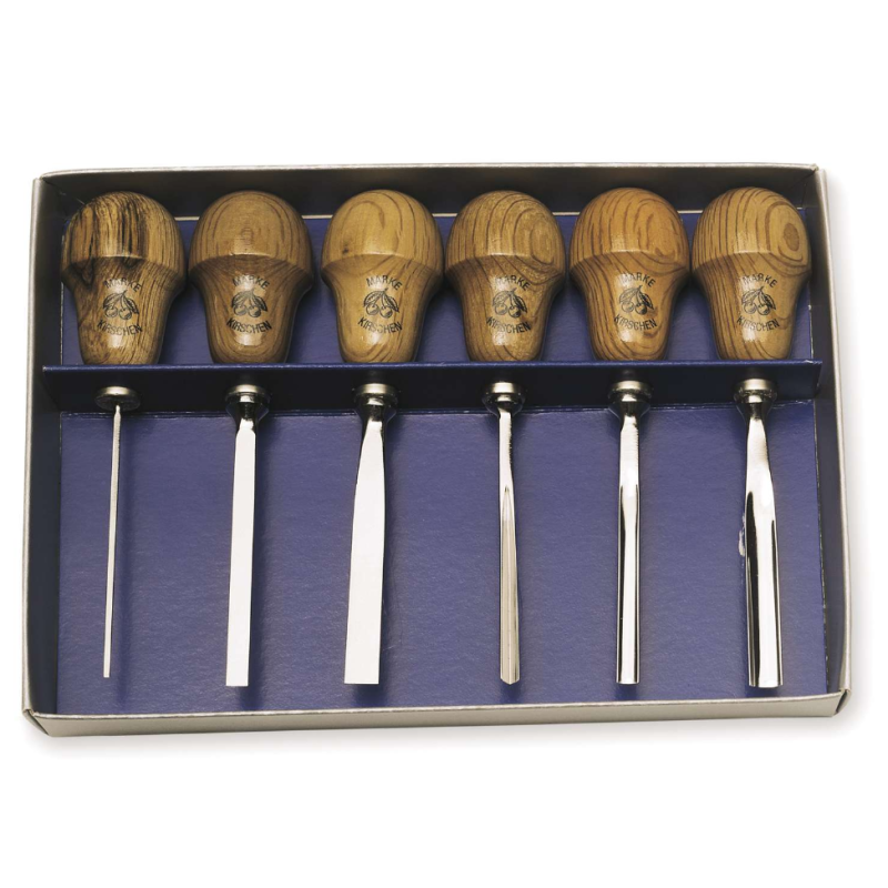 Jeu de 6 outils de sculpture manche poire - Kirschen