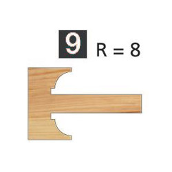 Jeu de 2 Têtes 1/4 rond 8mm