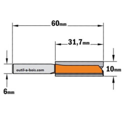 Fraise à Défoncer Carbure CMT - Diamètre 10 mm