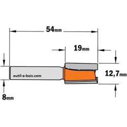 Fraise à Défoncer Carbure CMT - Diamètre 12.7 mm