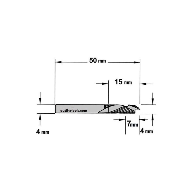 Fraise Micro Métal Dur CNC Qualität Ø0.4mm - Revêtement TiSiN, Longueur Coupe 0.8mm, 2 Lames