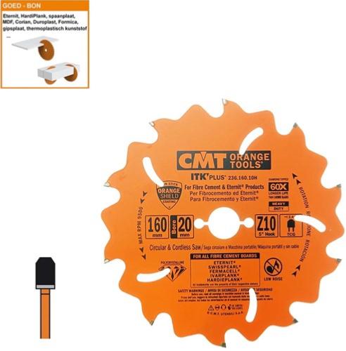 Lame circulaire diamant pour MATERIAUX COMPOSITES - Diamètre 160mm - Alésage 20mm - 10 dents - CMT Orange tools