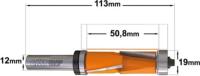 Fraise à Affleurer CMT XTREME - Diamètre 19 mm -  Hauteur 50.8 mm - Queue de 12 mm avec double roulement