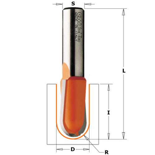 Fraise à gorge CMT - Rayon 1,6 mm - Queue de 6 mm