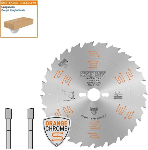Lame circulaire CMT pour coupes longue  - Diamètre 250mm - Alésage 30mm - 24 dents alternées - Ep 3,2/2,2 - CMT Orange tools