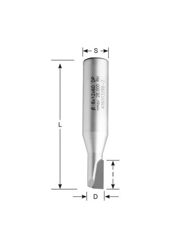 Fraise à défoncer diamant Z1 - Diamètre 10mm - Longueur de coupe 12mm - Queue de 12mm - MFLS la Forézienne