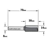 Fraise à Défoncer Carbure CMT - Diamètre 14 mm -  Hauteur 30 mm - Queue de 8 mm