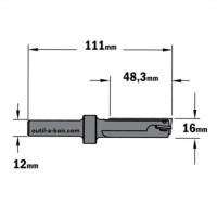 Fraise CMT à Plaquettes pour perçage et affleurage - Diamètre 16 mm -  Hauteur 48.3 mm - Queue de 12 mm