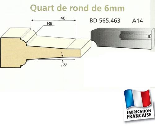 Jeu de 2 Couteaux Plates bandes QUART DE ROND 6mm à pente - Travail par dessus - Le ravageur BD565463