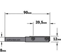 Fraise à Défoncer CMT à Plaquettes - Diamètre 12 mm -  Hauteur 40 mm - Queue de 8 mm