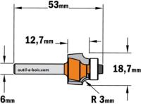 Fraise CMT pour quart de rond - Rayon 3mm - queue de 6mm