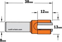 Fraise à Défoncer Carbure CMT - Diamètre 13 mm -  Hauteur 12 mm - Queue de 8 mm