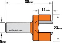 Fraise à Défoncer Carbure CMT - Diamètre 23 mm -  Hauteur 11 mm - Queue de 8 mm