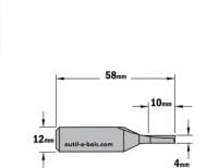 Fraise à Défoncer Carbure CMT - Diamètre 4 mm -  Hauteur 10 mm - Queue de 12 mm