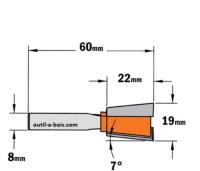 Fraise CMT à Queue d'Aronde 7° - Diamètre 19 mm - Queue de 8 mm