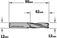 Fraise à Défoncer CMT Hélicoïdale POSITIVE 3 Coupes - Diamètre 12 mm -  Hauteur 42 mm - Queue de 12 mm