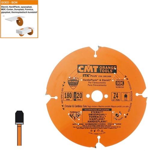 Lame circulaire diamant pour MATERIAUX COMPOSITES - Diamètre 180mm - Alésage 20mm - 4 dents - CMT Orange tools